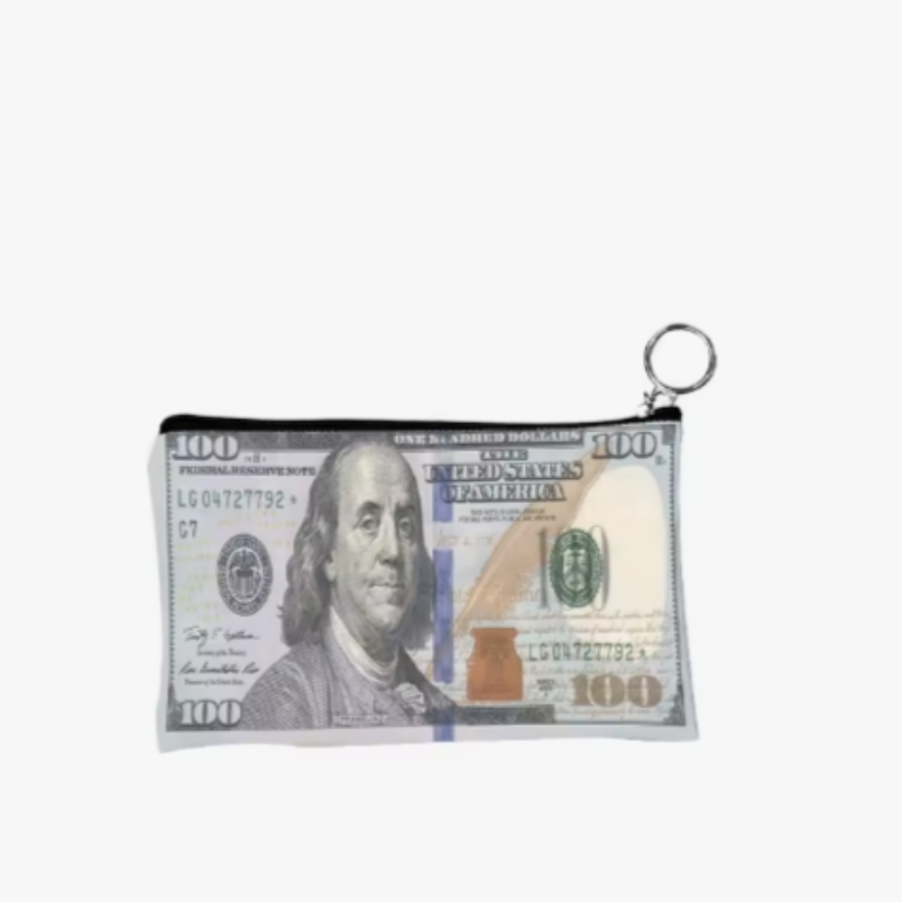 Money Print Pouch Bag Casual Party Unisex Retro Streetwear Currency $100 Bill